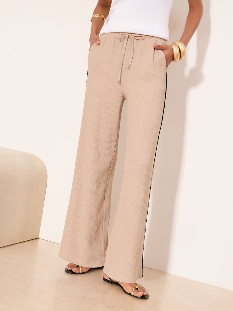 Lipsy Neutral Tipped Detail Crinkle Trousers - Image 4 of 4
