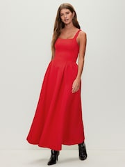 Bright Red Occasion Cinched Waist Maxi Dress - Image 1 of 4