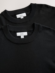 Black Crew Neck Regular Fit Cotton Rich Jumpers 2 Pack - Image 8 of 10