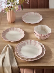 12 Piece Pink Hand Painted Stripe 12 Piece Set - Image 1 of 4
