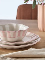 12 Piece Pink Hand Painted Stripe 12 Piece Set - Image 3 of 4