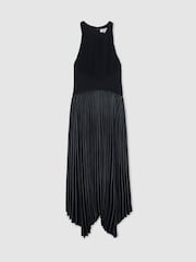 Reiss Navy Rachel Petite Pleated Sleeveless Midi Dress - Image 2 of 7