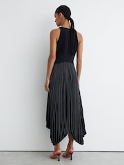 Reiss Navy Rachel Petite Pleated Sleeveless Midi Dress - Image 5 of 7