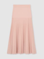 وردي - تنورة Alice متوسطة الطول مطوية مخطّطة من Reiss - صورة 2 من 6