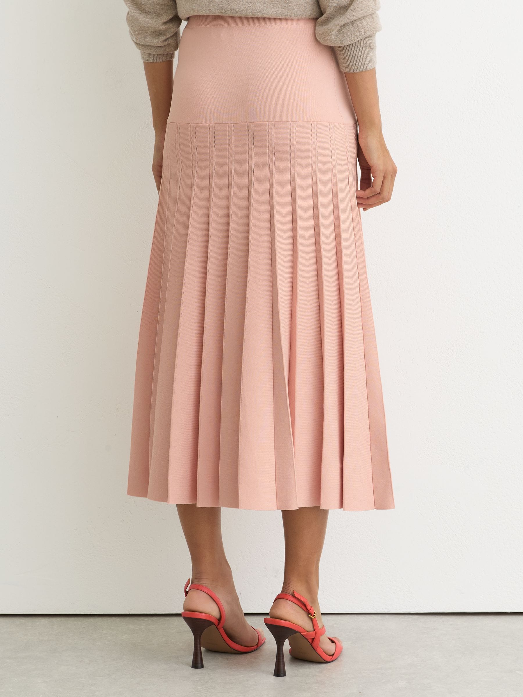 Buy Reiss Pink Alice Knitted Stripe Pleated Midi Skirt from Next USA