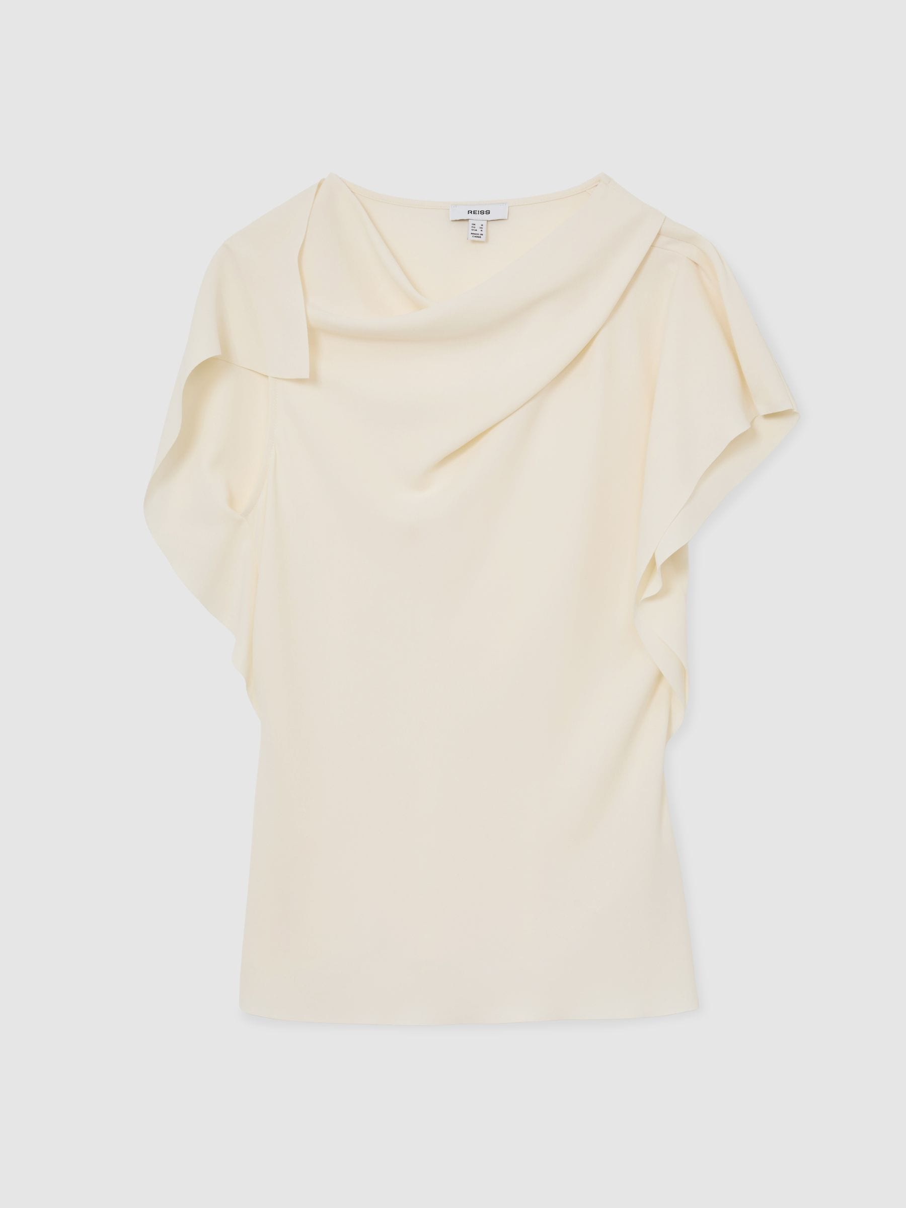 Buy Reiss Ivory Natalie Asymmetric Drape-Neck Top from Next Ireland