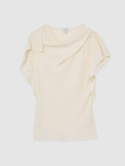 Reiss Ivory Natalie Asymmetric Drape-Neck Top - Image 2 of 6