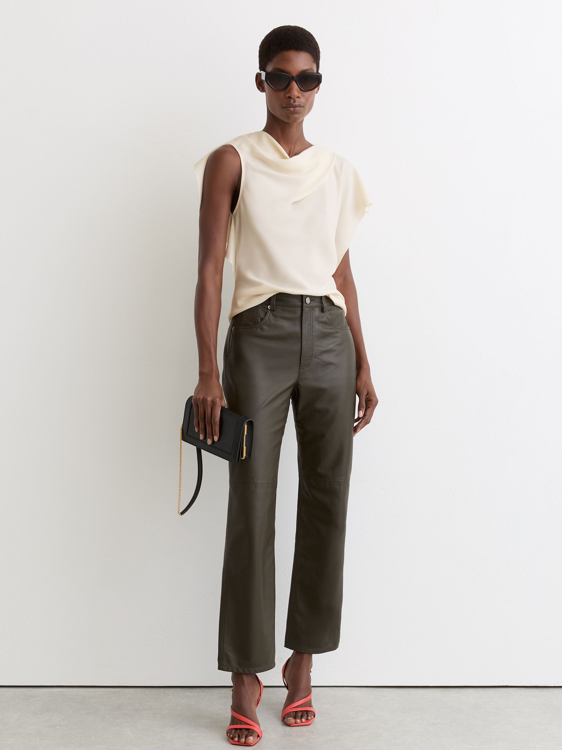 Buy Reiss Ivory Natalie Asymmetric Drape-Neck Top from Next Ireland