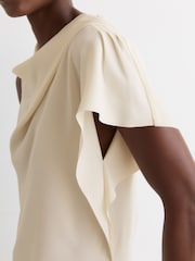 Reiss Ivory Natalie Asymmetric Drape-Neck Top - Image 4 of 6