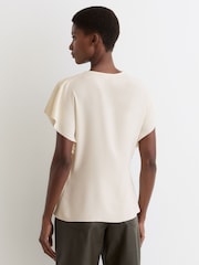 Reiss Ivory Natalie Asymmetric Drape-Neck Top - Image 5 of 6
