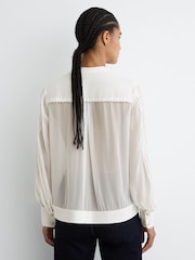 Reiss Ivory Casey Georgette Tie-Neck Beaded Blouse - Image 5 of 6