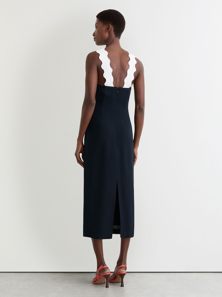 knee length dresses for ladies Ribbed Bodycon Dress – Navy Blue main image 0