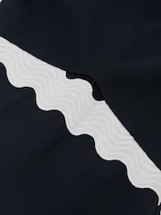Reiss Navy/Ivory Dillon Contrast Wave-Trim Fitted Midi Dress - Image 7 of 7
