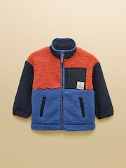 Joules Boys' Billy Blue & Orange Zip Through Fleece - Image 1 of 4
