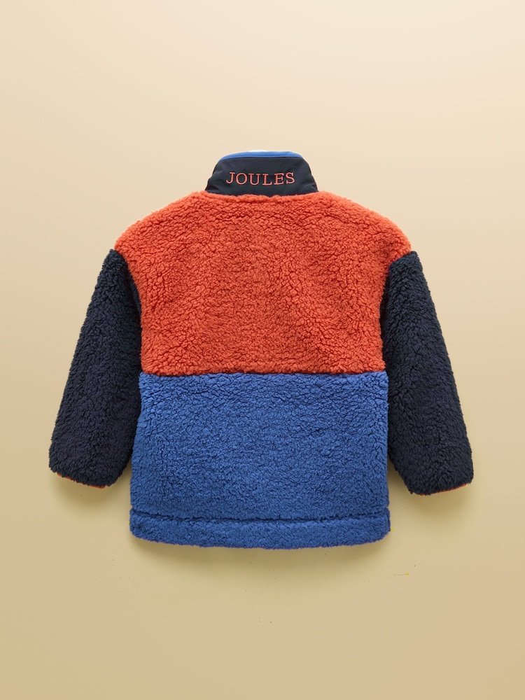 Joules Boys' Billy Blue & Orange Zip Through Fleece - Image 2 of 4