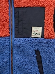 Joules Boys' Billy Blue & Orange Zip Through Fleece - Image 3 of 4