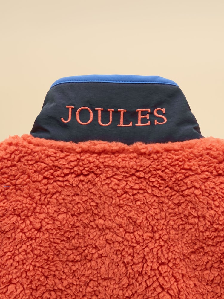Joules Boys' Billy Blue & Orange Zip Through Fleece - Image 4 of 4