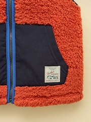 Joules Boys' Billy Blue & Orange Fleece Gilet - Image 3 of 4