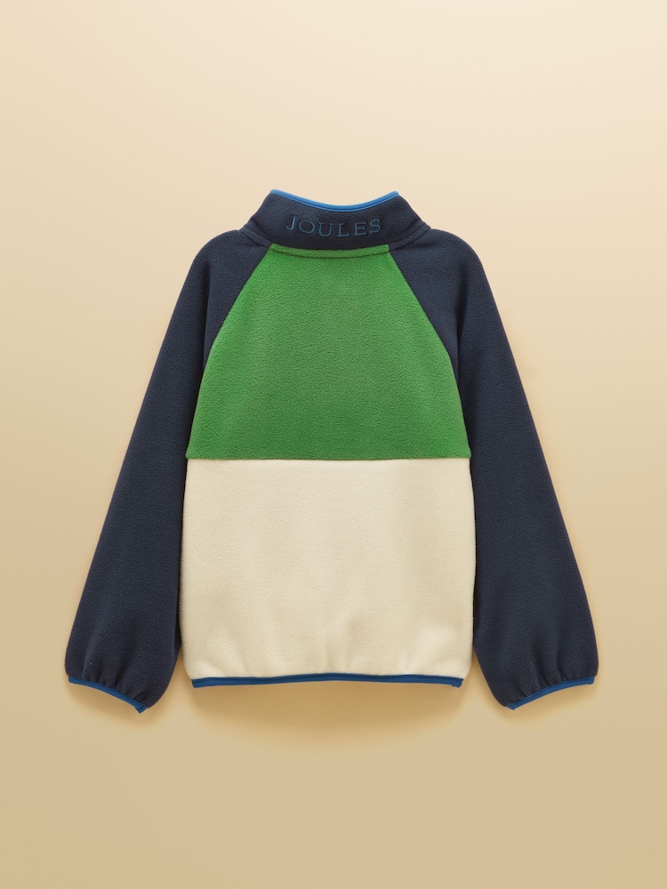Joules Boys' Breeze Cream & Navy Polar Fleece Quarter Zip - Image 2 of 5 Joules Boys' Breeze Cream & Navy Polar Fleece Quarter Zip - Image 2 of 5
