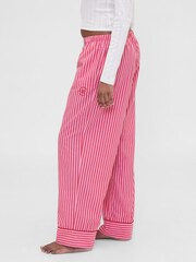 Gap X Summer Fridays Bright Pink/Red Relaxed Poplin Stripe Pyjama Bottoms - Image 3 of 7