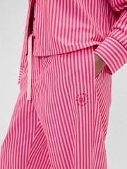 Gap X Summer Fridays Bright Pink/Red Relaxed Poplin Stripe Pyjama Bottoms - Image 6 of 7