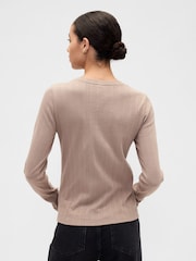 Gap Brown Pointelle Button-Up Top - Image 2 of 5