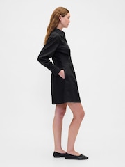 Gap Black Pleated Mini Shirt Dress - Image 3 of 4