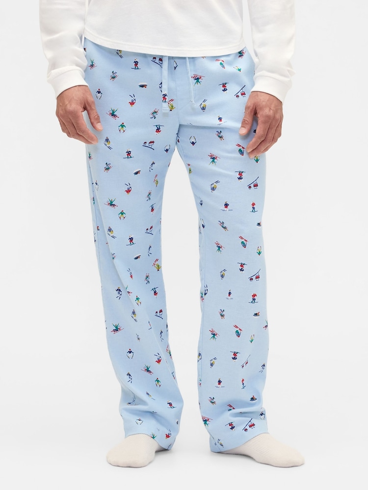 Gap Blue Ski Print Christmas Pyjama Bottoms - Image 1 of 4 Gap Blue Ski Print Christmas Pyjama Bottoms - Image 1 of 4