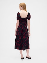 Gap Black Puff Sleeve Midi Dress - Image 2 of 6