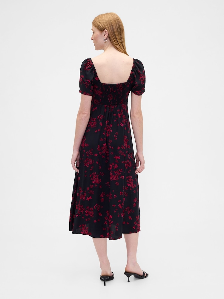 Gap Black Puff Sleeve Midi Dress - Image 2 of 6 Gap Black Puff Sleeve Midi Dress - Image 2 of 6