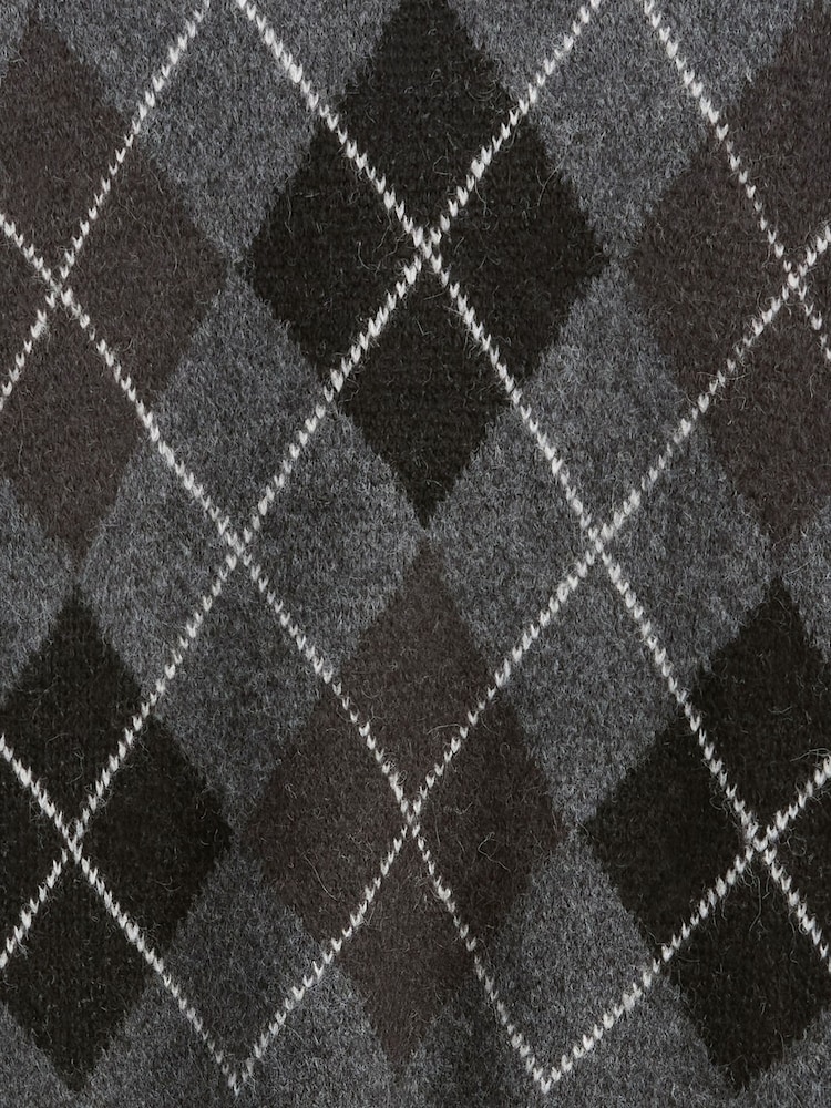 Gap Grey Wool-Blend Relaxed Argyle Jumper - Image 4 of 4 Gap Grey Wool-Blend Relaxed Argyle Jumper - Image 4 of 4