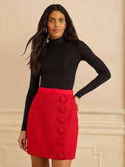 Rød - Love & Roses Bouclé Kamskjell Miniskjørt - Bilde 1 av 4