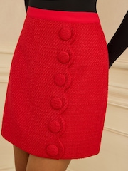 Rød - Love & Roses Bouclé Kamskjell Miniskjørt - Bilde 2 av 4