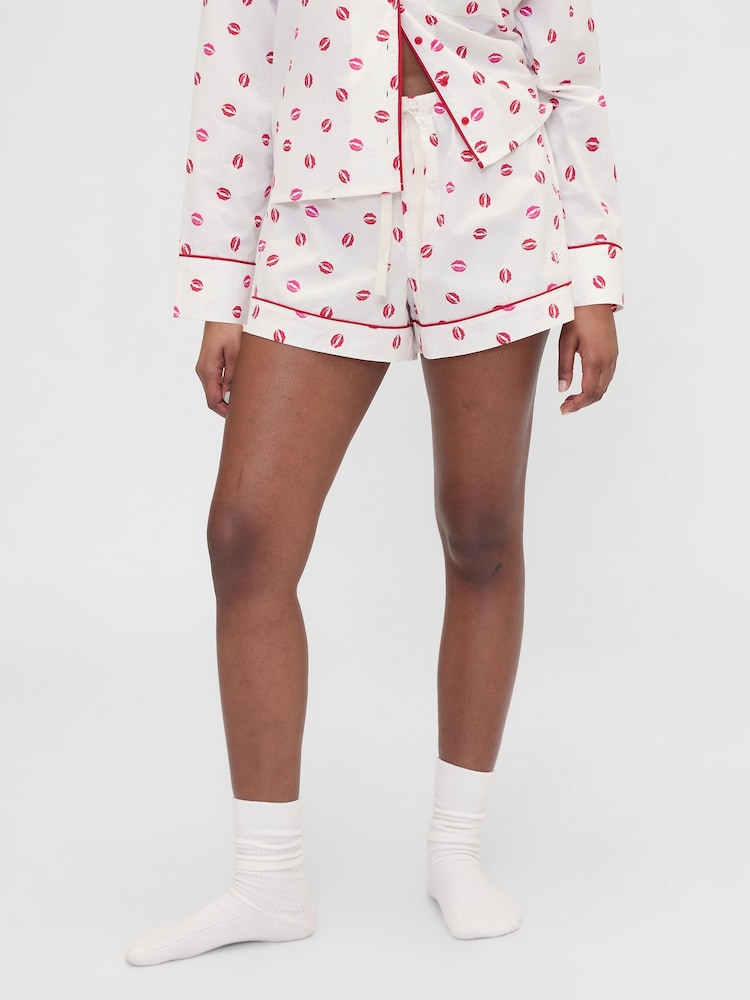 Gap X Summer Fridays White Kiss Poplin Short Pyjama Bottoms - Image 1 of 6 Gap X Summer Fridays White Kiss Poplin Short Pyjama Bottoms - Image 1 of 6