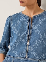 Monsoon Blue Hailsey Floral Denim Midi Dress - Image 4 of 4