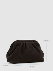 Reiss Chocolate Mia Suede Pouch Clutch Bag - Image 3 of 6