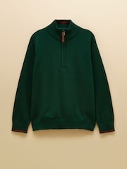 Joules Boys' Hillside Dark Green Knit Quarter Zip Jumper - Image 1 of 4