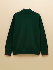 Joules Boys' Hillside Dark Green Knit Quarter Zip Jumper - Image 2 of 4