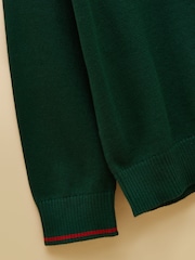 Joules Boys' Hillside Dark Green Knit Quarter Zip Jumper - Image 4 of 4