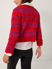 Monsoon Red Starla Stripe Double Breasted Cardigan - Image 2 of 5