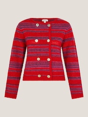 Monsoon Red Starla Stripe Double Breasted Cardigan - Image 5 of 5