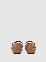 Neutral - Reiss Elizabeth Raffia Leather-Strap Ballerina Flats - Bild 3 von 4