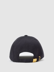 Reiss Navy Leila Woven Baseball Cap with Linen - Image 4 of 5