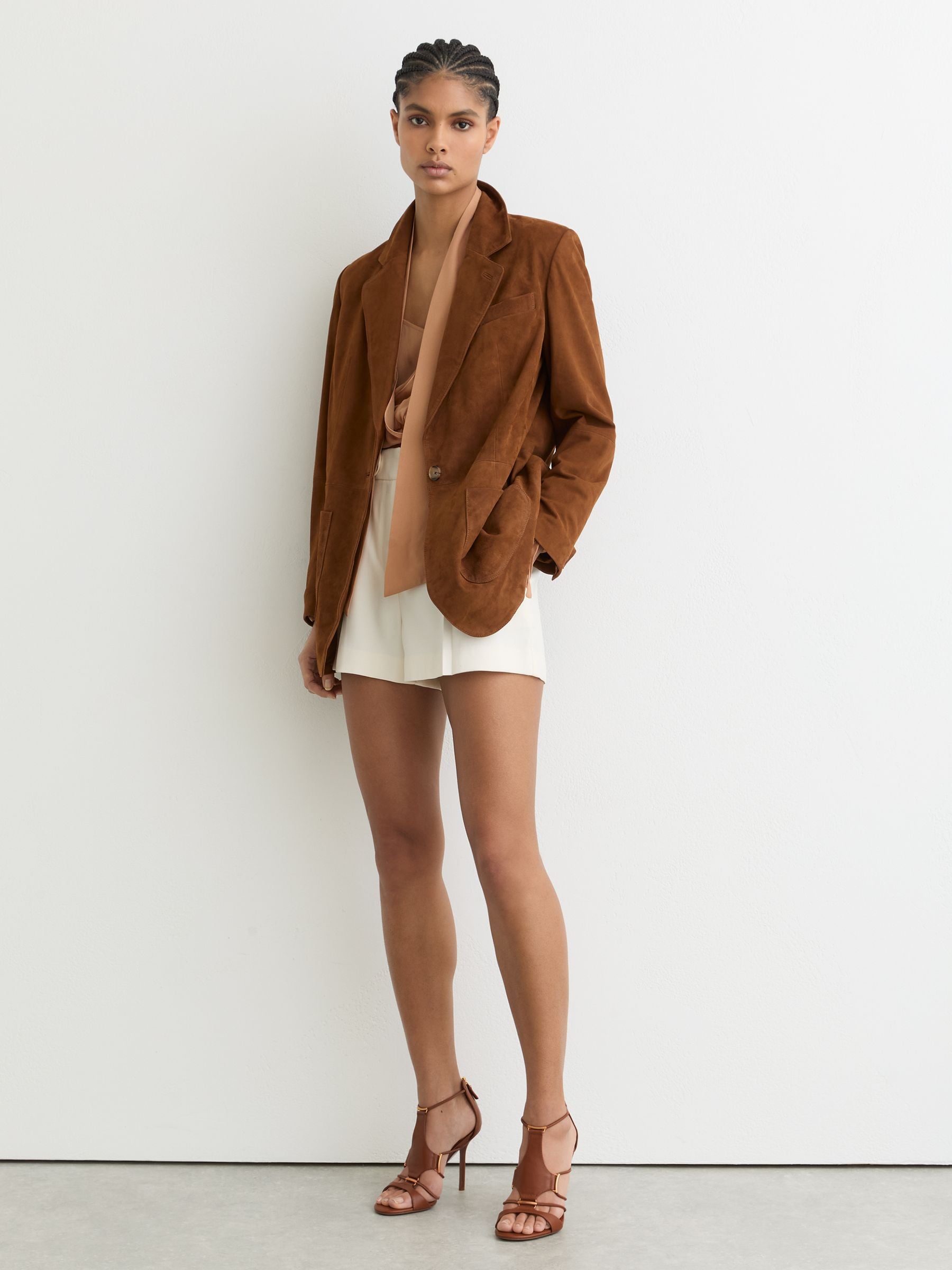 Buy Reiss Tan Roxanne Leather Strappy Stiletto Sandals from the