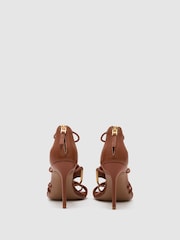 Reiss Tan Roxanne Leather Strappy Stiletto Sandals - Image 4 of 5