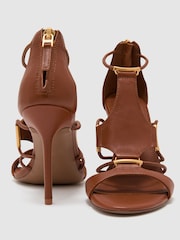 Reiss Tan Roxanne Leather Strappy Stiletto Sandals - Image 5 of 5