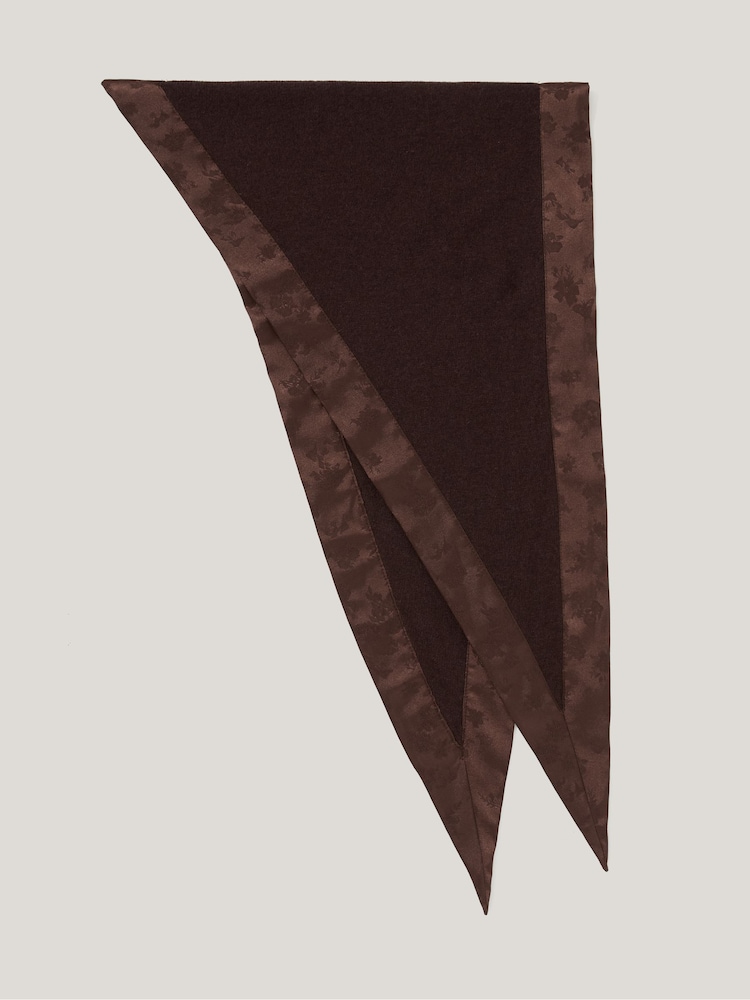 Jigsaw Brown Satin Trim Triangle Scarf - Image 1 of 2 Jigsaw Brown Satin Trim Triangle Scarf - Image 1 of 2