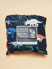 Joules Boys' Raindrop Navy Dino Waterproof Packaway Puddlesuit - Image 7 of 7