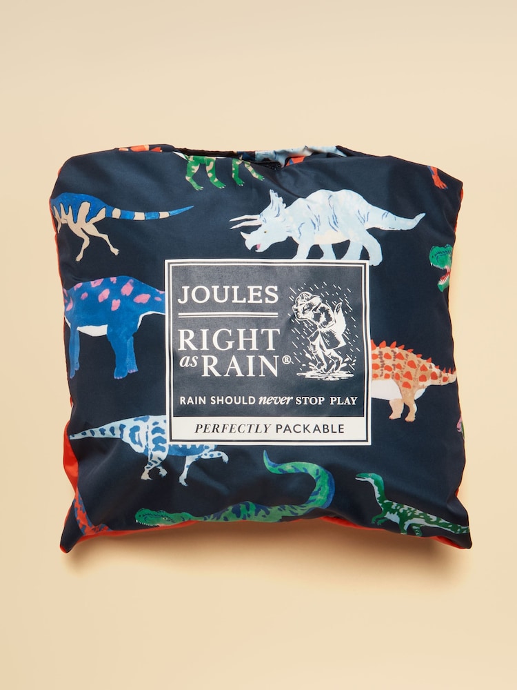 Joules Boys' Raindrop Navy Dino Waterproof Packaway Puddlesuit - Image 7 of 7 Joules Boys' Raindrop Navy Dino Waterproof Packaway Puddlesuit - Image 7 of 7