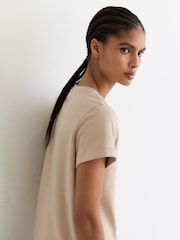 Reiss Camel Luna Brushed-Cotton V-Neck T-Shirt - Image 4 of 6